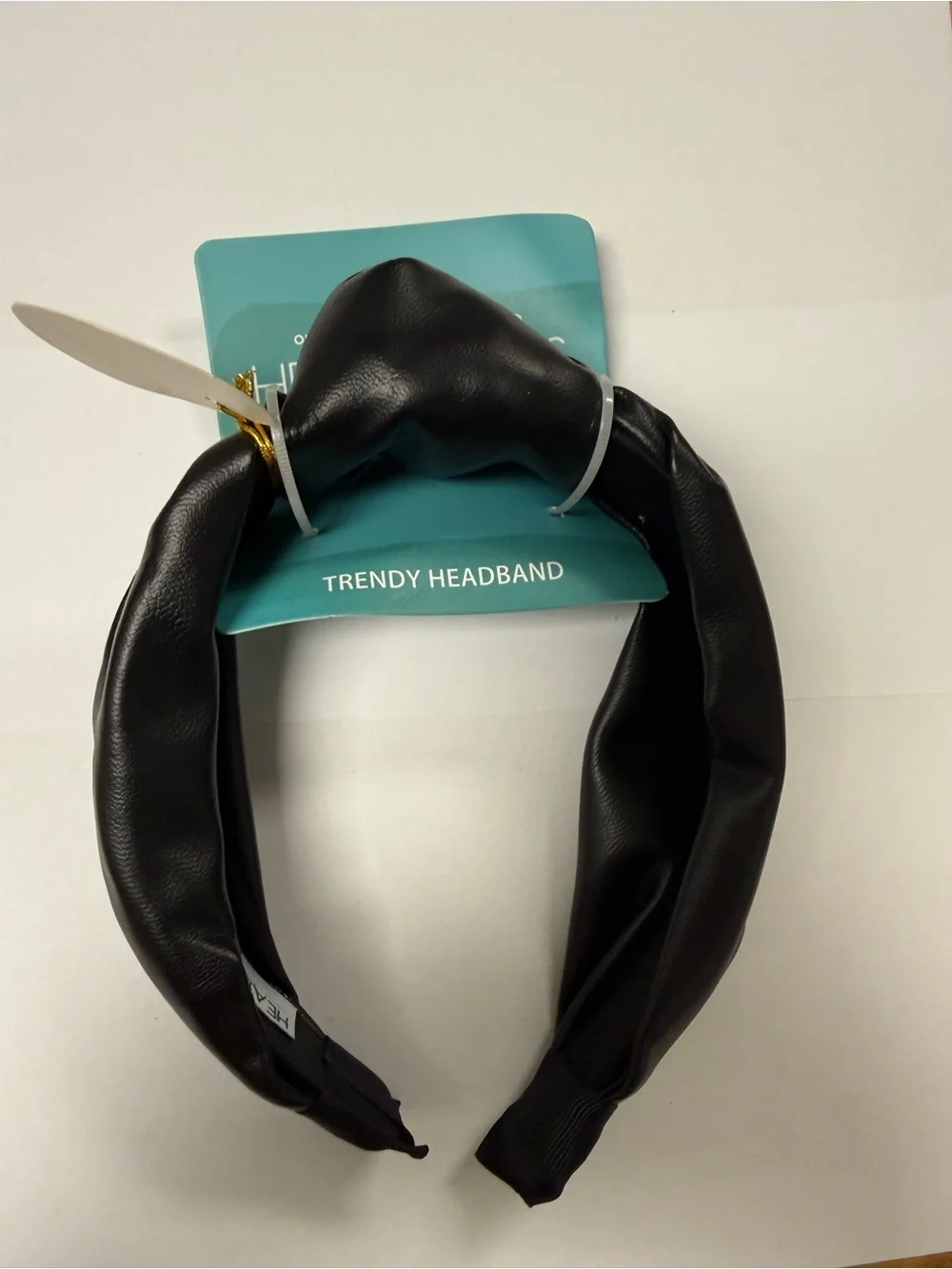 Brooklyn Black Faux Leather Knotted Headband - Headbands of Hope NWT